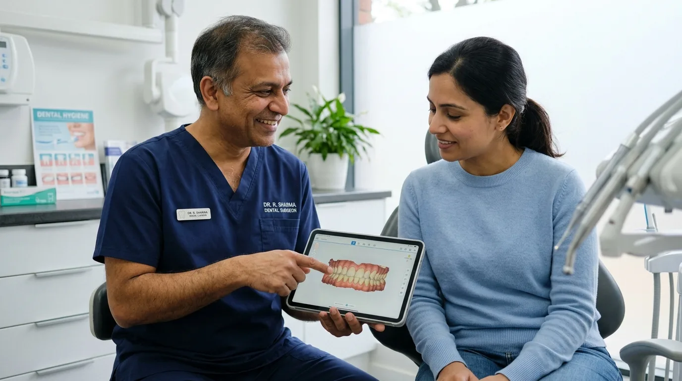Dr. Kiran Kakad consulting patient at Happy Dental Care Airoli